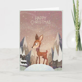 Festive Deer. Deep and Snowy Wood Christmas. Card