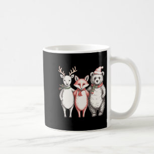 Festive Deer, Fox, Bear Retro Cottagecore Vintage  Coffee Mug