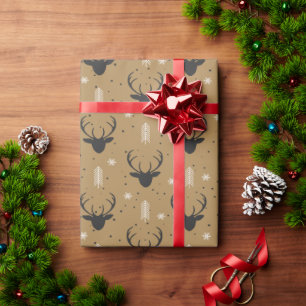 Festive deer wrapping paper for gifts