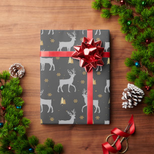 Festive deer wrapping paper for gifts