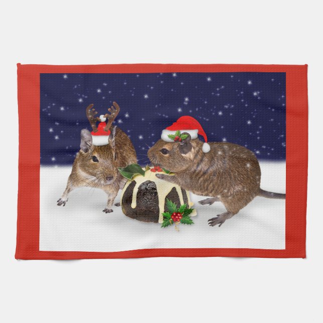 Festive Degus Kitchen Towel (Horizontal)