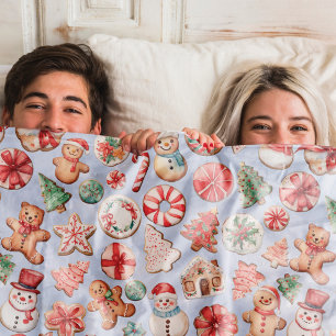 Festive Delight: Christmas Cookie Wonderland Fleece Blanket