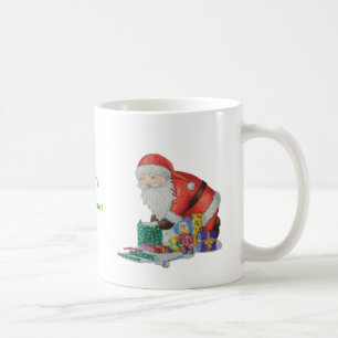festive design of santa and pressies for christmas coffee mug