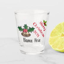 Festive Design Personalised Christmas Shot Glass