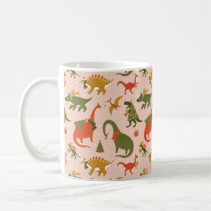 Festive Dinosaur Christmas Tree Holiday Pattern Coffee Mug