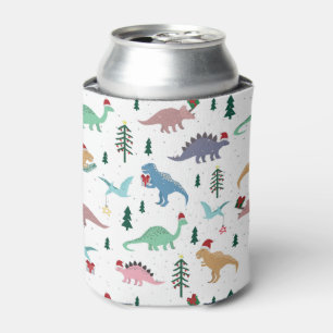 Festive Dinosaurs Christmas Pattern Can Cooler