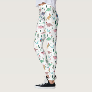 Festive Dinosaurs Christmas Pattern Leggings