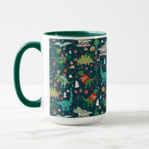 Festive Dinosaurs Christmas Pattern Mug