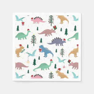 Festive Dinosaurs Christmas Pattern Napkin