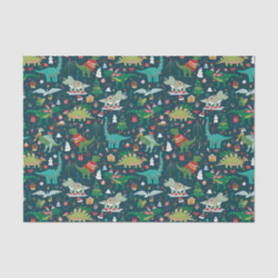 Festive Dinosaurs Christmas Pattern Tissue Paper