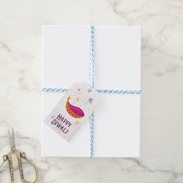 Festive Diwali Oil Lamp  Gift Tags (With Twine)