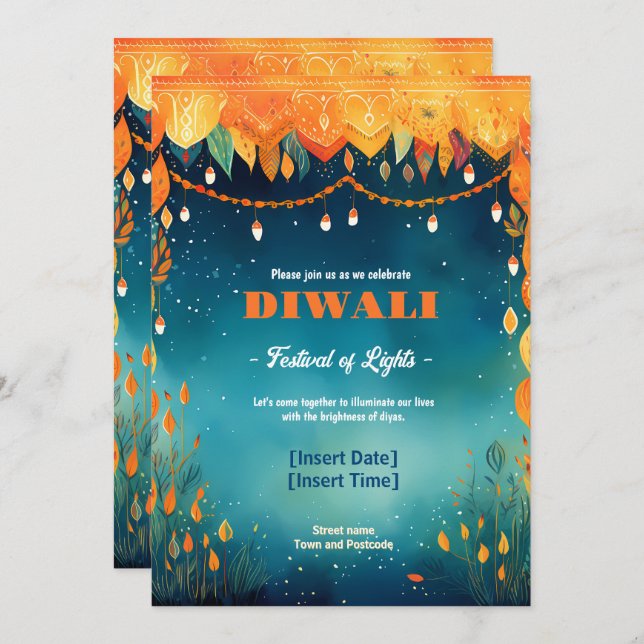 Festive Diwali Reverie Invitation (Front/Back)