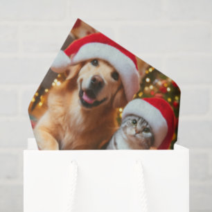 Festive Dog and Cat Christmas Tissue Paper