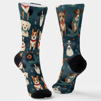 Festive Dog Breeds Christmas Socks