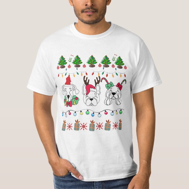 Festive Dog Christmas Pattern-cute holiday dogs T-Shirt (Front)