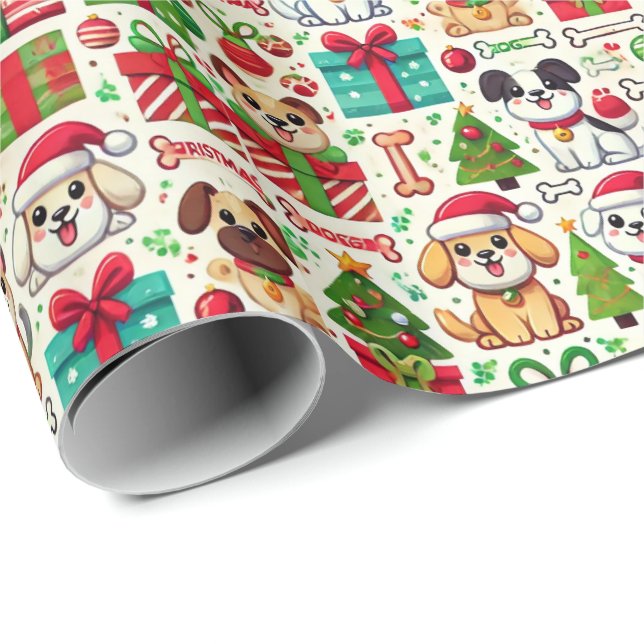 Festive Dog Christmas Wrapping Paper (Roll Corner)