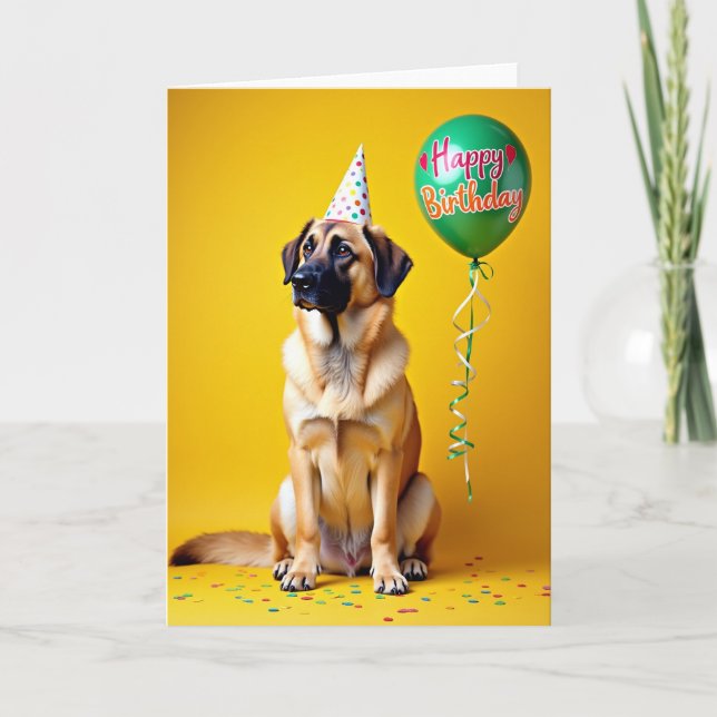 Festive Dog Hat Birthday Card (Front)