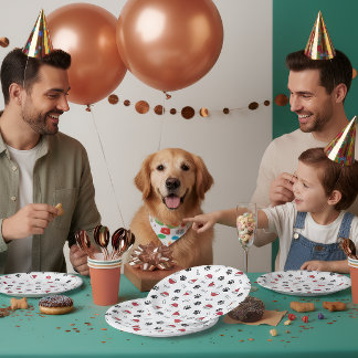 Festive Dog-Themed Christmas Party Plate
