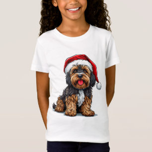 Festive Dog with Santa Hat T-Shirt