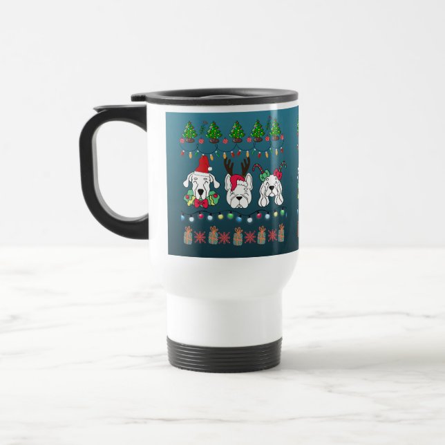 Festive dogs Christmas pattern - cute hoiiday dogs Travel Mug (Left)