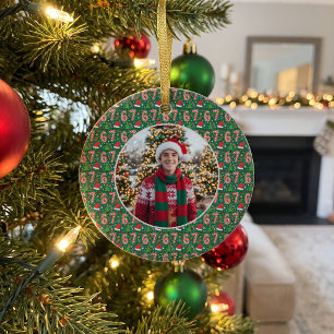 Festive Doodle 6-7 Meme Christmas Photo Ceramic Tree Decoration