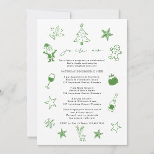 Festive Doodles Progessive Christmas Party Invitation