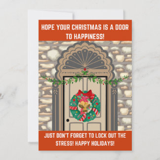 Festive Door with Wreath: Warm Holiday Greetings