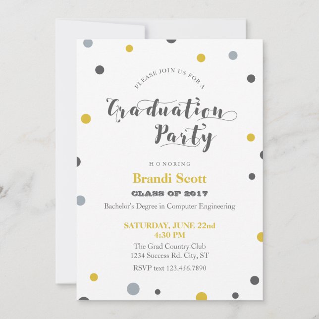 Festive Dots Graduation Invitation (Front)