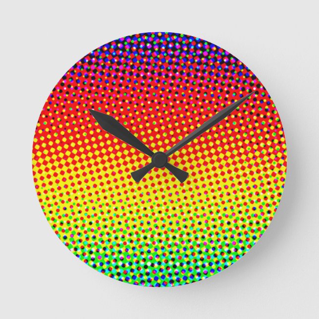Festive Dots Rainbow Cool Cheerful Fun Colourful Round Clock (Front)