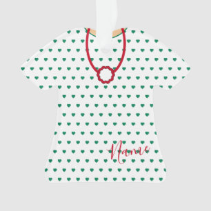 Festive Dotted Hearts Christmas Holiday Dress Ornament