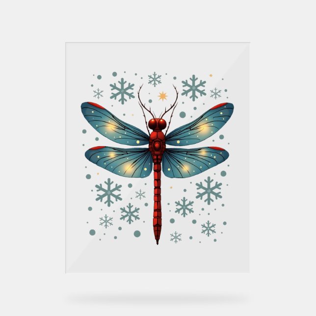 Festive Dragonfly Glow Acrylic Sign (Front)