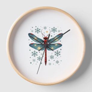 Festive Dragonfly Glow Clock