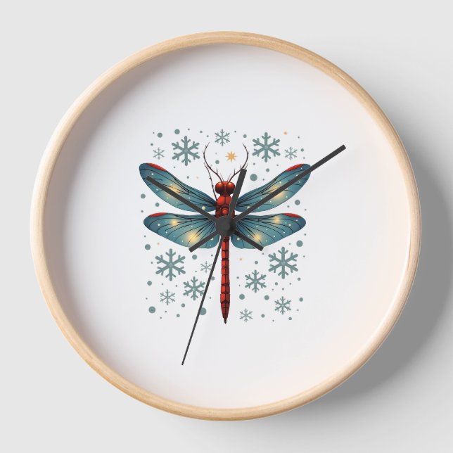Festive Dragonfly Glow Clock (Front)