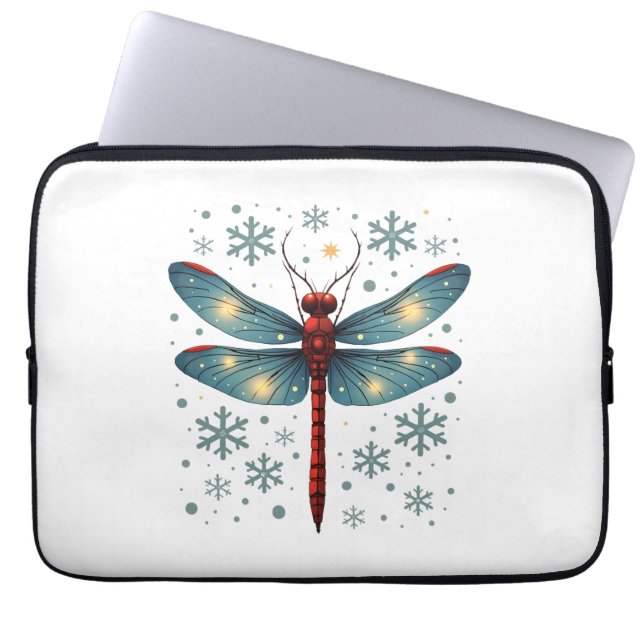 Festive Dragonfly Glow Laptop Sleeve (Front)