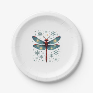 Festive Dragonfly Glow Paper Plate