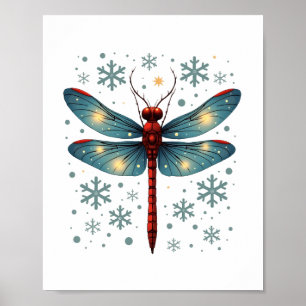 Festive Dragonfly Glow Poster