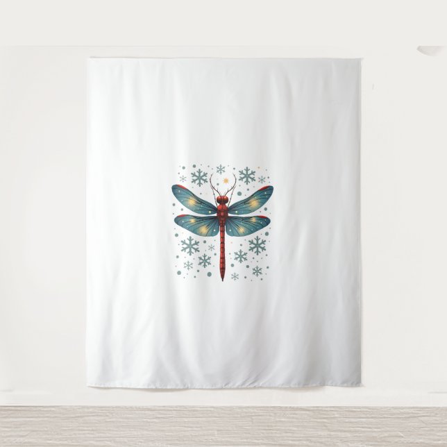 Festive Dragonfly Glow Tapestry (Front)
