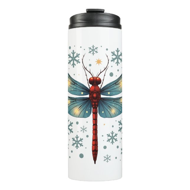 Festive Dragonfly Glow Thermal Tumbler (Front)