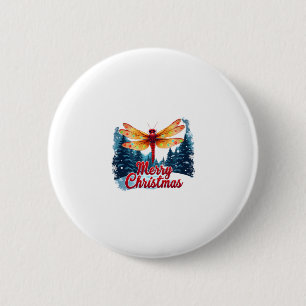 Festive Dragonfly Lights 6 Cm Round Badge