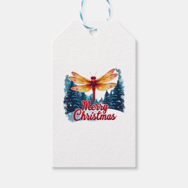 Festive Dragonfly Lights Gift Tags (Front)