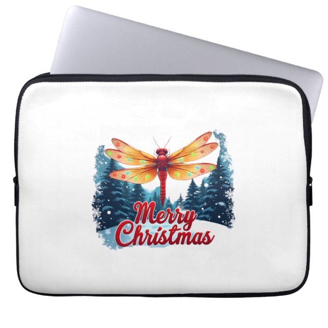 Festive Dragonfly Lights Laptop Sleeve (Front)