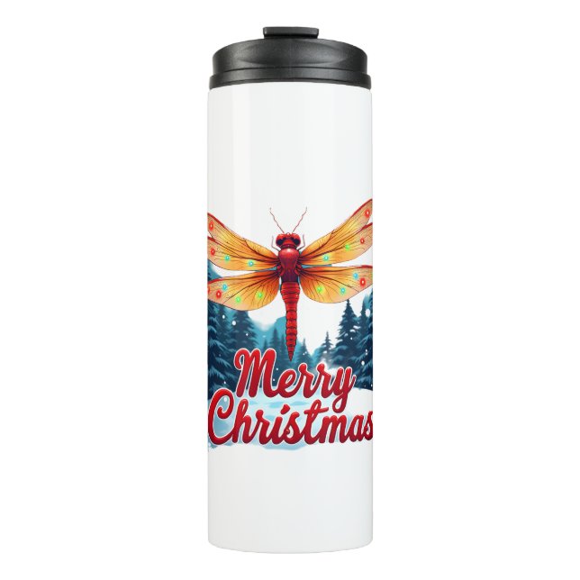 Festive Dragonfly Lights Thermal Tumbler (Front)