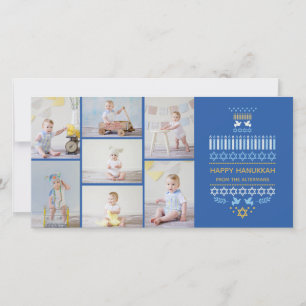 Festive Dreidel Icons Hanukkah Collage Photo Card