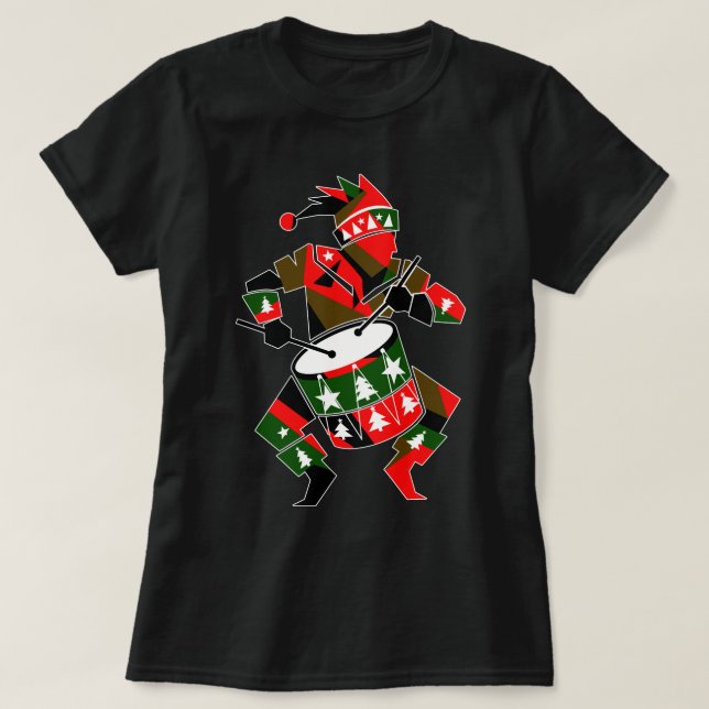 Festive Drum Player Holiday Tee (Design Front)