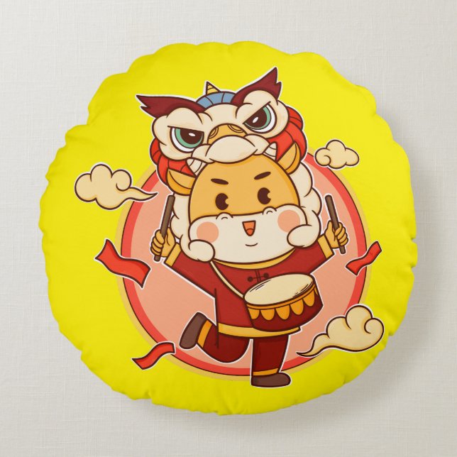 Festive Drummer Round Cushion (Front)