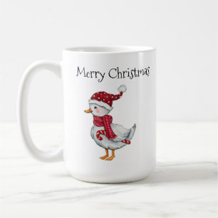 Festive duck with santa hat coffee mug