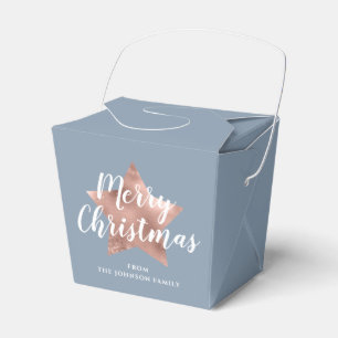 Festive Dusty Blue Merry Christmas Favour Box