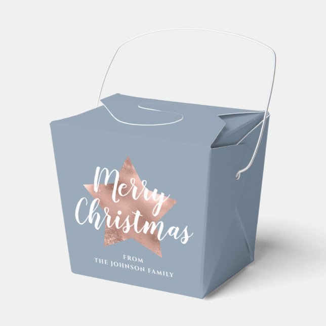 Festive Dusty Blue Merry Christmas Favour Box (Front Side)