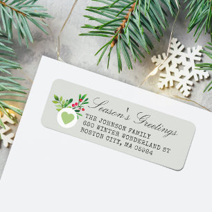Festive Dusty Green Return Address Holiday