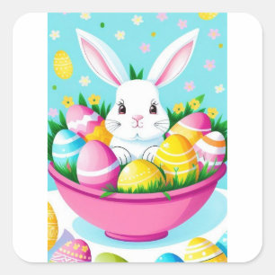 Festive Easter Rabbit Square Sticker